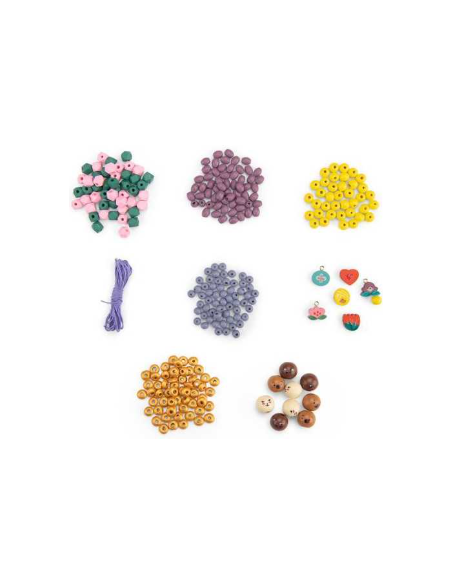 Coffret perles en bois colorées - Les Minouchkas - Moulin Roty - Les Minouchkas