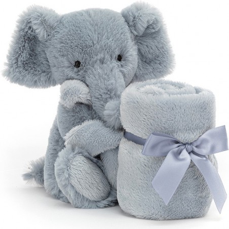 Peluche Doudou couverture éléphant Snugglet - 33 cm - Jellycat