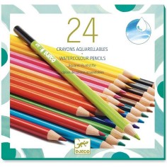 24 crayons de couleur aquarellables - Djeco