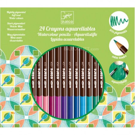 24 crayons de couleur aquarellables - Djeco