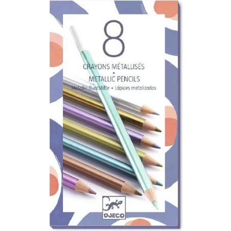 8 crayons métallisés pour enfant - Djeco