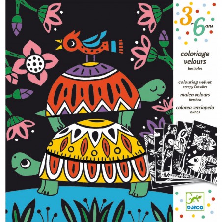 Coloriage pour ne pas dépasser Tortues, Insectes, Poissons - Djeco
