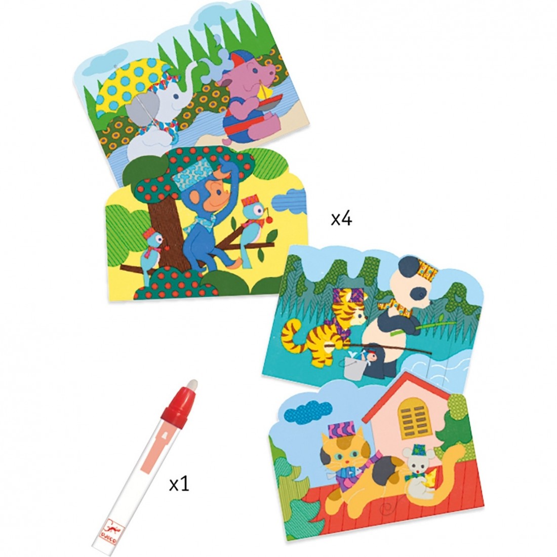 Coloriages pour les bébé - stylo à eau - Caché dehors - Djeco