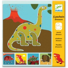 Pochoir Dinosaures - T Rex, Tricératops, Brachiosaure, Mammouth - Djeco