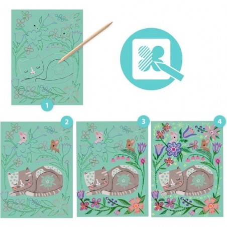 Cartes à gratter Rencontres - Chat, Lapin, Ecureuil - Djeco