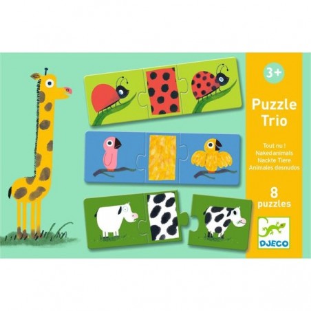 Puzzle trio Animaux - Tout nu ! - Djeco