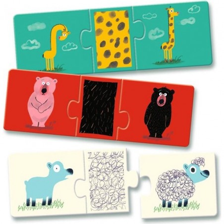 Puzzle trio Animaux - Tout nu ! - Djeco