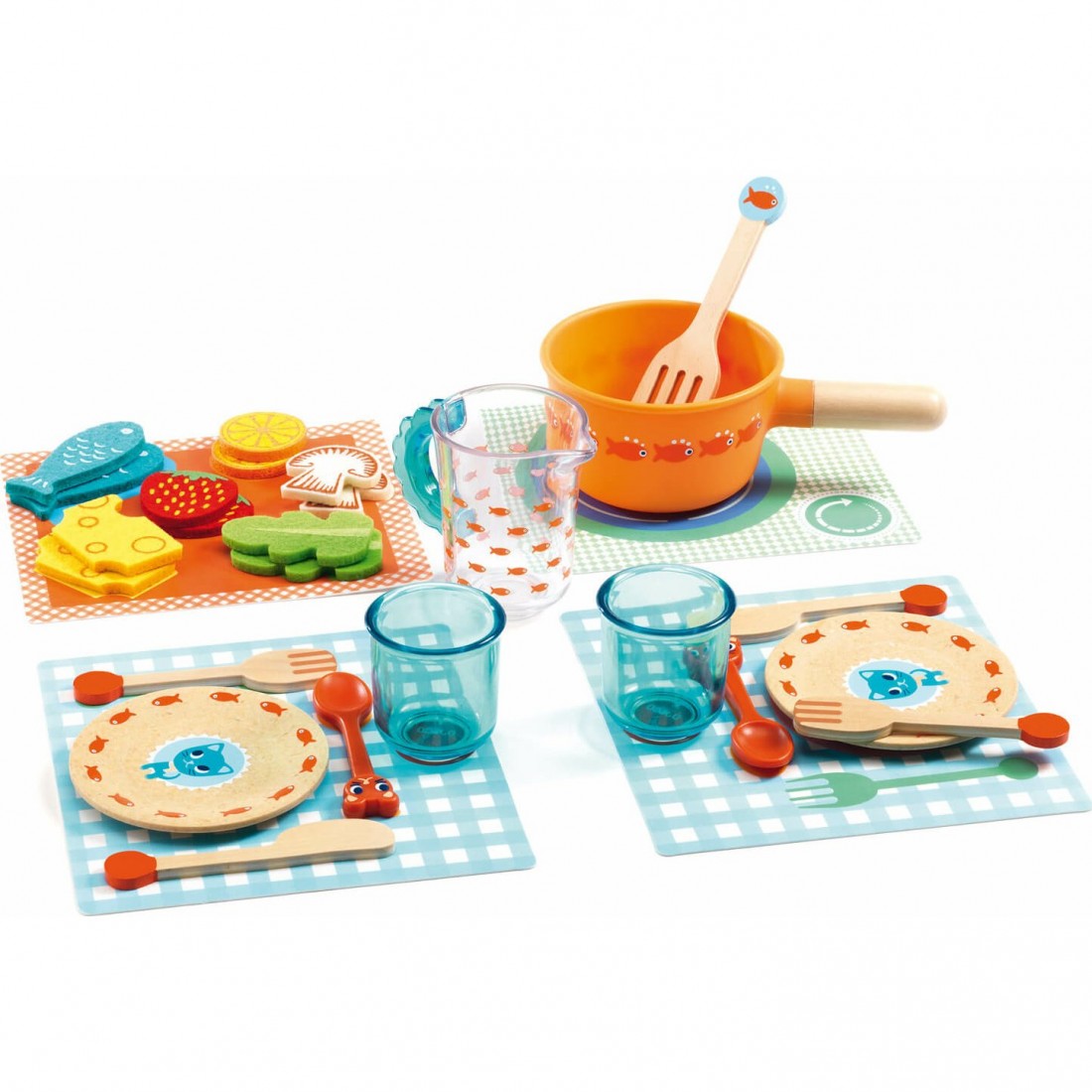 dinette enfant 2 ans accessoires cuisine fille bébé garçon imitation  plastique jouet assiettes et couverts jeu de rôle casserole