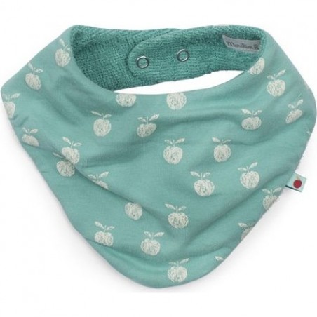 Bavoir Bébé - Bandana vert - Pomme des Bois - Moulin Roty