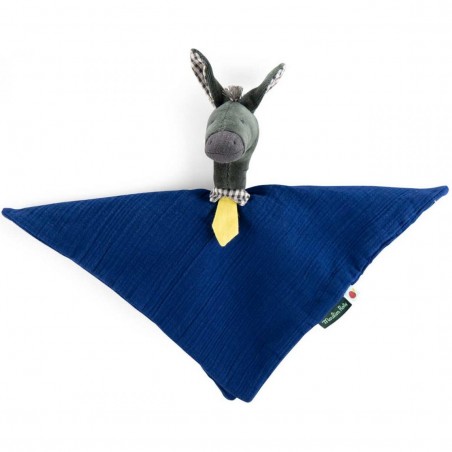 Doudou carré bleu Ane - Pomme des Bois - Moulin Roty