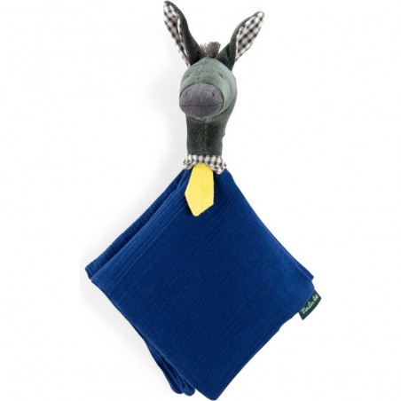 Doudou carré bleu Ane - Pomme des Bois - Moulin Roty