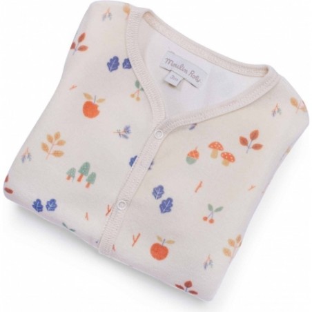 Pyjama en velours cueillette 1 mois - Pomme des bois - Moulin Roty