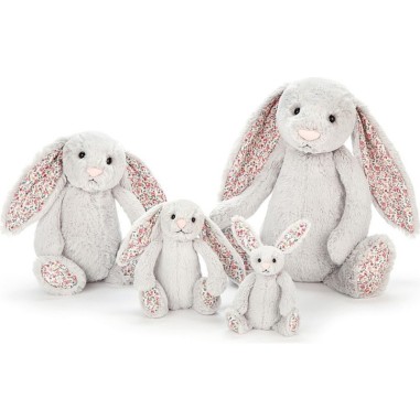 Peluche lapin gris - Tissu Liberty - Blossom - 31cm - Jellycat