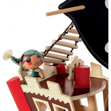 Figurine Ze Pirat Boat - bateau pirate en bois - Djeco