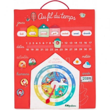 Calendrier semainier pour enfant Au Fil Du Temps Corail - Lilliputiens