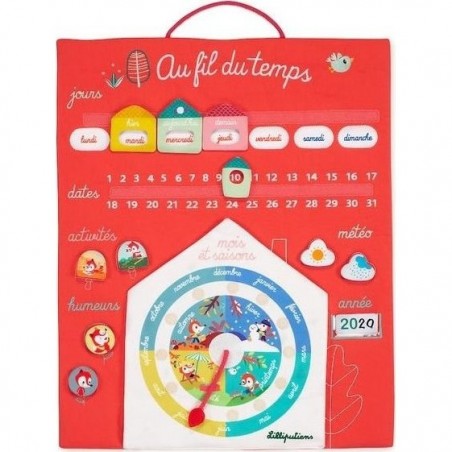 Calendrier semainier pour enfant Au Fil Du Temps Corail - Lilliputiens