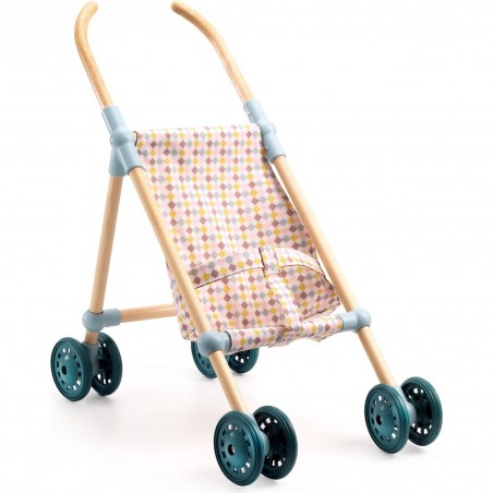 Poussette canne en bois Little Cubes - Poupée 30 - 34cm - Pomea - Djeco