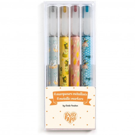 4 Marqueurs métalliques Elodie - Lovely paper - Djeco