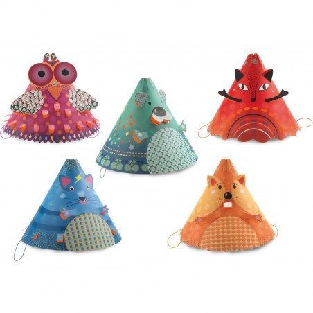 Chapeaux enfant - fête Anniversaire - Animo Rigolo (8 pièces) - Djeco