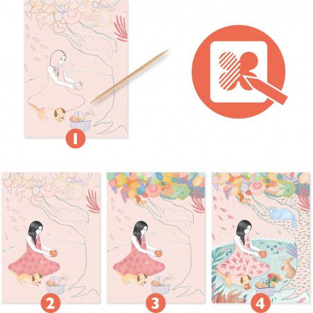 Cartes à gratter pastel - Le Pique Nique - Djeco