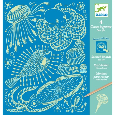 Cartes à gratter phosphorescentes - Vie sous la Mer - Djeco