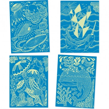 Cartes à gratter phosphorescentes - Vie sous la Mer - Djeco