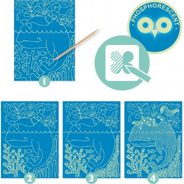 Cartes à gratter phosphorescentes - Vie sous la Mer - Djeco