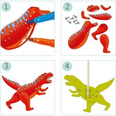 Peinture et Fabrication - Petits pantins dinosaures - Djeco