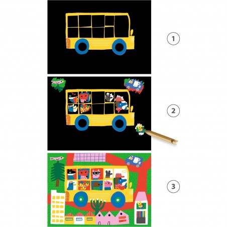 Grandes Cartes à gratter - Les véhicules - Tracteur, Camion - Djeco