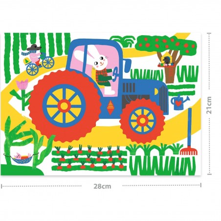 Grandes Cartes à gratter - Les véhicules - Tracteur, Camion - Djeco