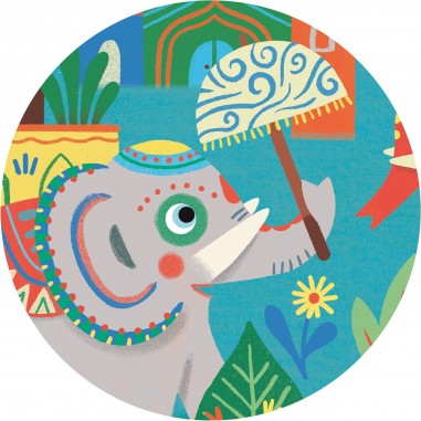 Puzzle Silhouette 24 pièces : Haathee, éléphant d'Asie - Djeco