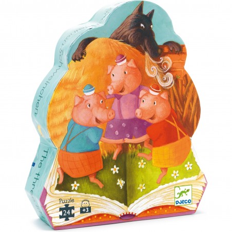 Puzzle silhouette - 24 pièces - Les trois petits cochons - Djeco