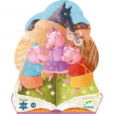 Puzzle silhouette - 24 pièces - Les trois petits cochons - Djeco