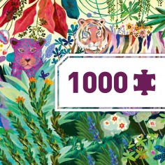 Puzzle 1000 pièces panoramique Gallery : Rainbow Tigers - Djeco 2