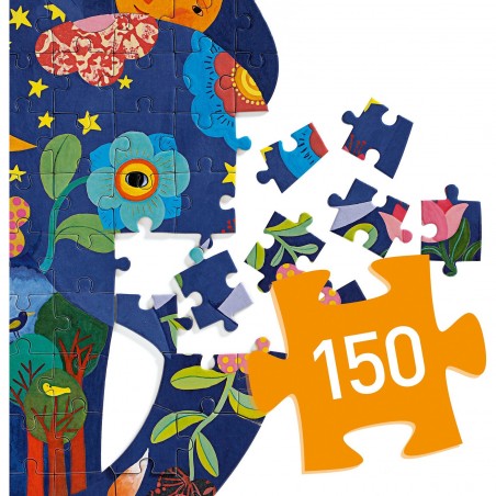 Puzzle Classique 100 pièces Dessin Cerf Fleurs Animal De La Foret