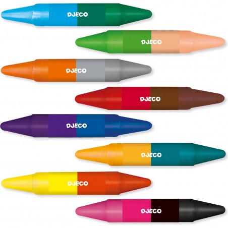 8 crayons de cire double côtés - Djeco