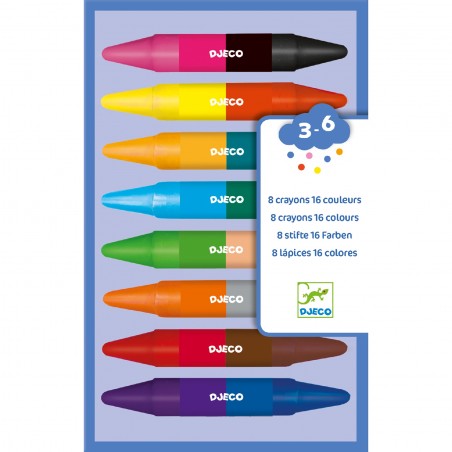 8 crayons de cire double côtés - Djeco