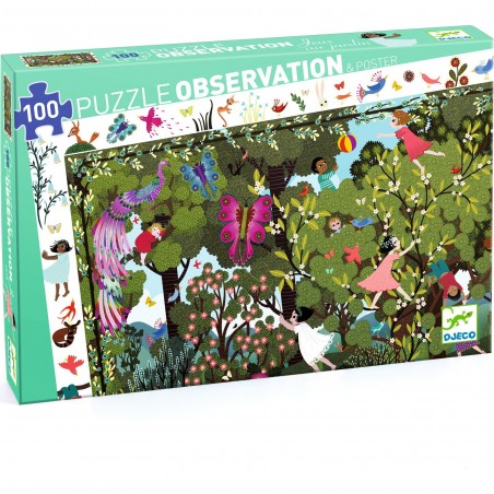 Puzzle 100 pièces : Observation : Jeux au jardin - Djeco