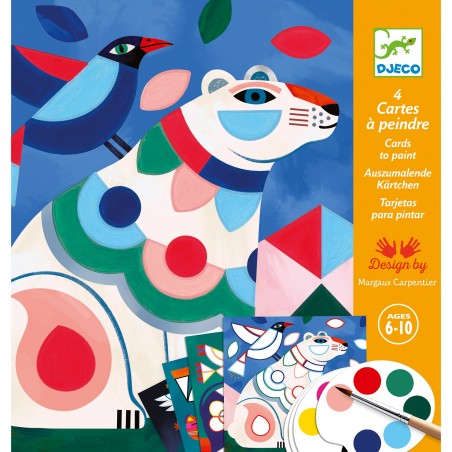 Cartes à peindre - Peinture gouache - Le bestiaire - Djeco