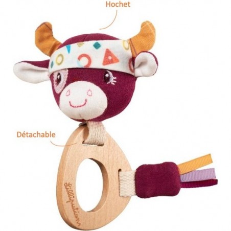 Vache Rosalie - hochet en bois éco - Lilliputiens
