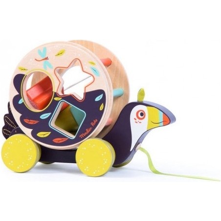 Toucan boite à formes - Jouet à tirer - Dans la jungle - Moulin Roty