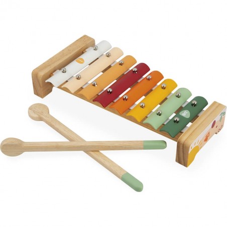 5 instruments en bois - Castagnettes, flute, Xylo, Tambourin - Sunshine - Janod