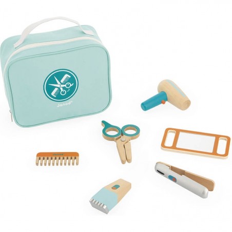 Mallette du coiffeur - Peigne, Sèche cheveux, tondeuse, miroir - Janod
