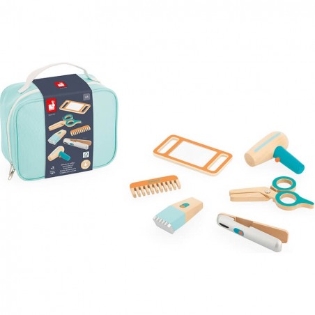 Mallette du coiffeur - Peigne, Sèche cheveux, tondeuse, miroir - Janod