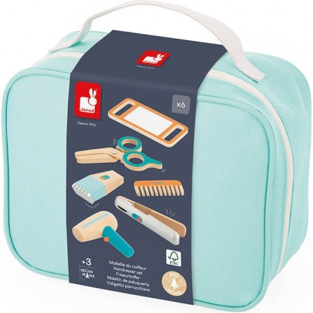 Mallette du coiffeur - Peigne, Sèche cheveux, tondeuse, miroir - Janod